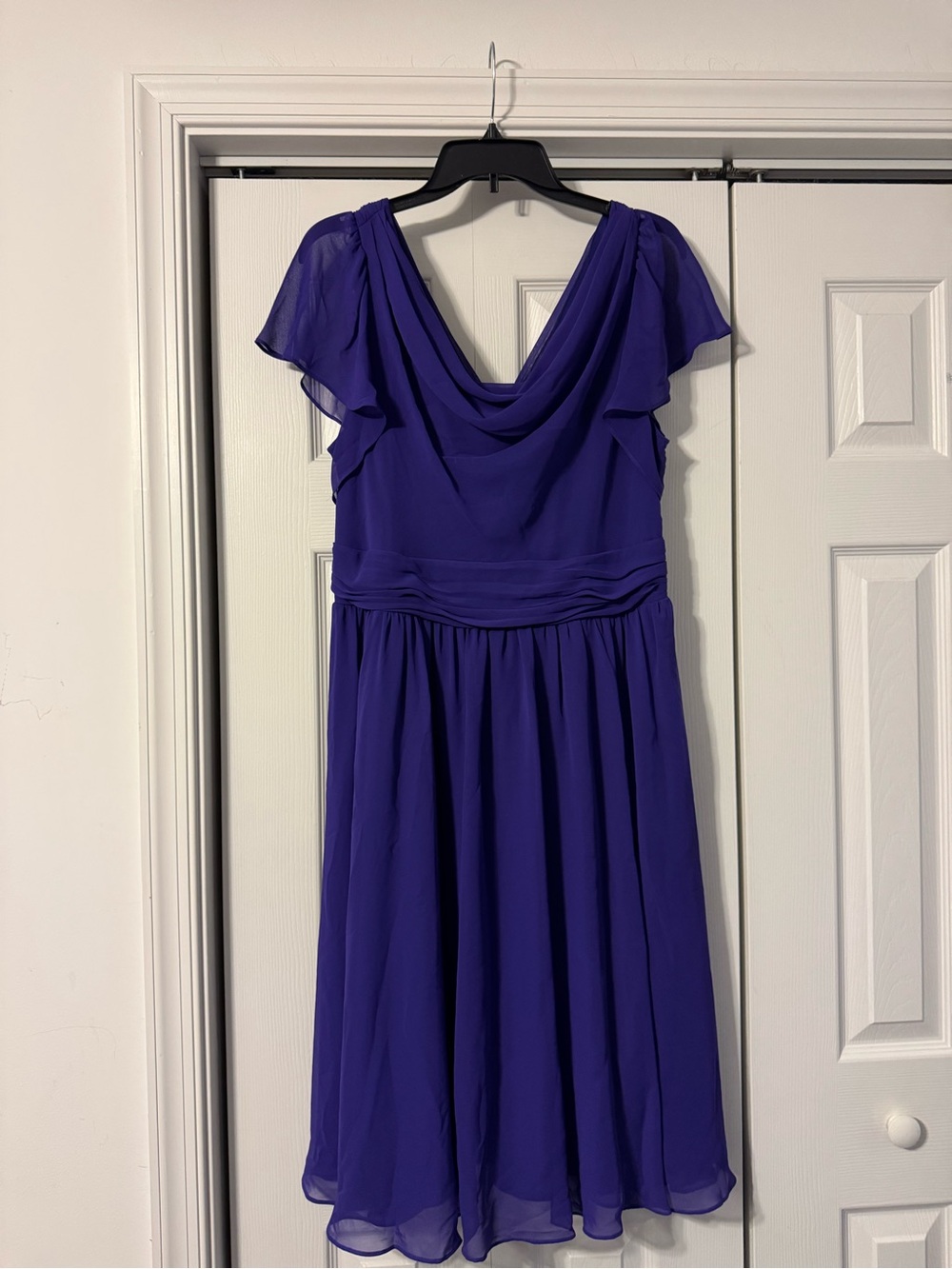 S.L. Fashions Royal Purple Midi Dress with Cowl Neck
